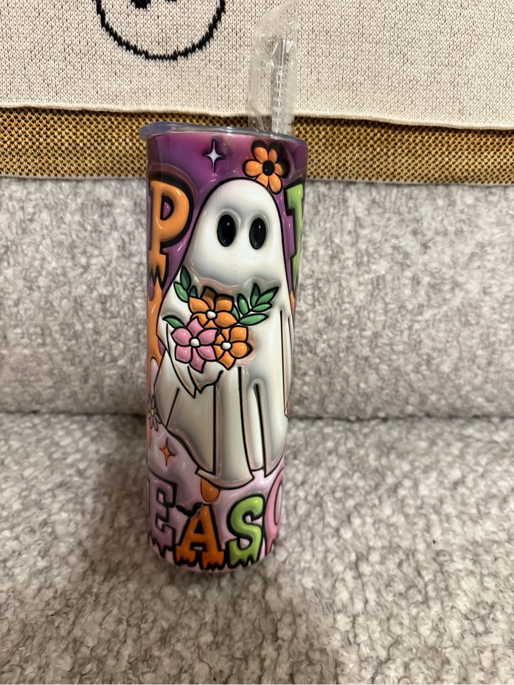 Halloween Spooky Season Puffy Ghost Stainless Steel 20oz Thin Tumbler